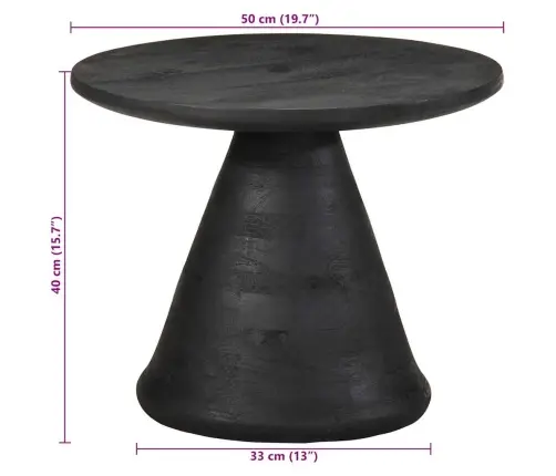 Sānu Galdiņš Melns Ø50X40 Cm Masīvkoka Mango Vidaxl