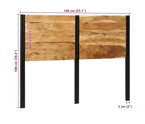 Galvgalis, 140 Cm, Akācijas Masīvkoks Un Dzelzs Vidaxl