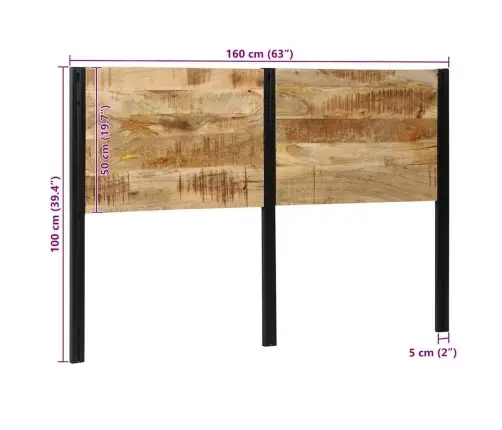 Galvūgalis, 160cm Mango Medienos Masyvas Ir Geležis