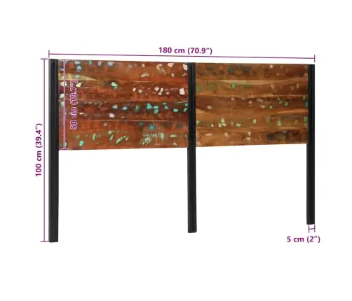 Galvgalis, 180 Cm, Pārstrādāts Masīvkoks Un Dzelzs Vidaxl