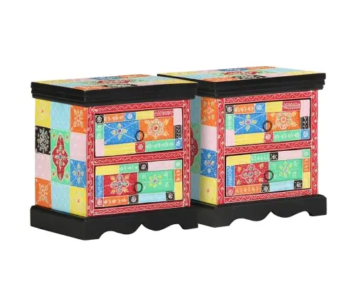 Naktsgaldiņš 2 Gabali Daudzkrāsains 40X35X45 Cm Inženiertehniskais Koks Vidaxl
