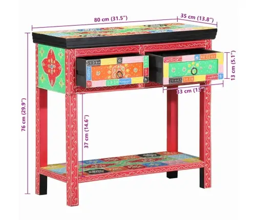 Konsoles Galds Ar Atvilktnēm Daudzkrāsains Inženierizstrādāts Koks Vidaxl