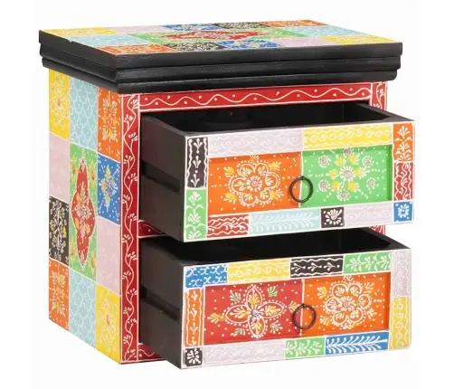 Naktsgaldiņš Krāsains 40 X 30 X 40 Cm No Cietā Mango Koka Vidaxl