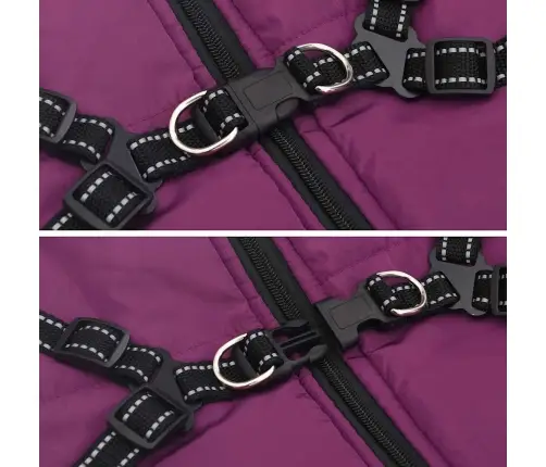 Suņu Mētelis Ar Iejūgu Ūdensizturīgs Atstarojošs Violets L48 Vidaxl