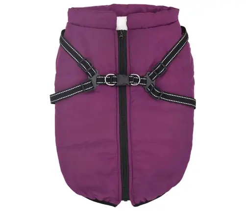 Suņu Mētelis Ar Iejūgu Ūdensizturīgs Atstarojošs Violets L52 Vidaxl