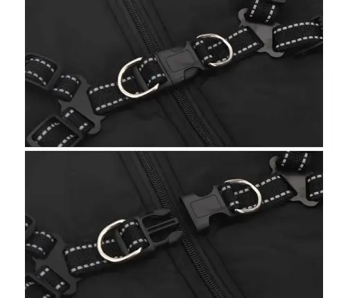 Suņu Mētelis Ar Iejūgu Ūdensizturīgs Atstarojošs Melns L48 Vidaxl