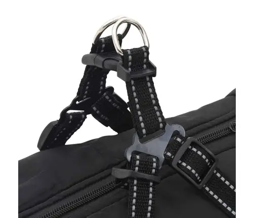 Suņu Mētelis Ar Iejūgu Ūdensizturīgs Atstarojošs Melns L48 Vidaxl