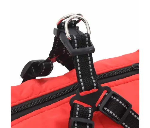 Suņu Mētelis Ar Iejūgu Ūdensizturīgs Atstarojošs Sarkans L68 Vidaxl