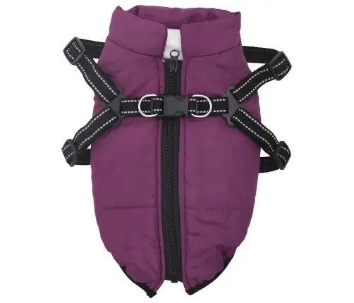 Suņu Mētelis Ar Iejūgu Ūdensizturīgs Atstarojošs Violets L24 Vidaxl