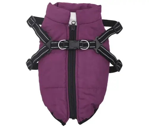 Suņu Mētelis Ar Iejūgu Ūdensizturīgs Atstarojošs Violets L32 Vidaxl