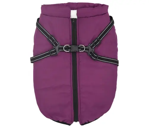 Suņu Mētelis Ar Iejūgu Ūdensizturīgs Atstarojošs Violets L44 Vidaxl