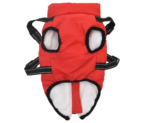 Suņu Mētelis Ar Iejūgu Ūdensizturīgs Atstarojošs Sarkans L24 Vidaxl