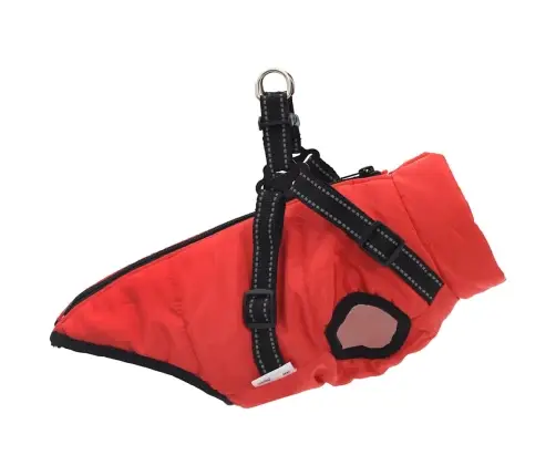 Suņu Mētelis Ar Iejūgu Ūdensizturīgs Atstarojošs Sarkans L32 Vidaxl