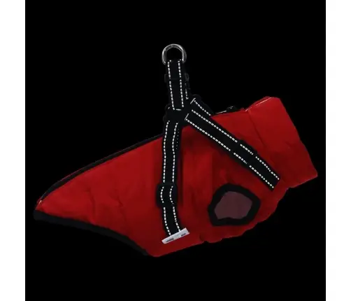 Suņu Mētelis Ar Iejūgu Ūdensizturīgs Atstarojošs Sarkans L32 Vidaxl