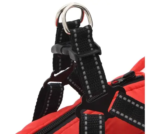 Suņu Mētelis Ar Iejūgu Ūdensizturīgs Atstarojošs Sarkans L32 Vidaxl