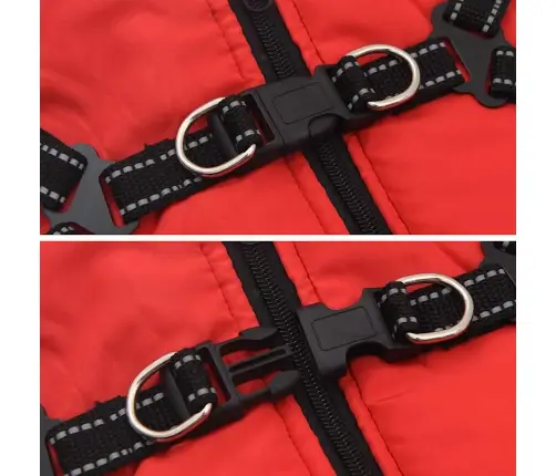 Suņu Mētelis Ar Iejūgu Ūdensizturīgs Atstarojošs Sarkans L32 Vidaxl