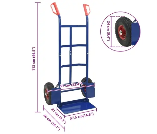 Rokas Rati Zila Un Sarkana 57 X 46 X 113 Cm Tērauds Vidaxl