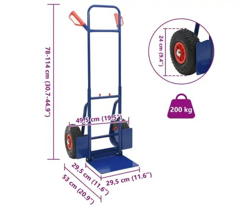 Rankinis Vežimėlis Mėlyna Ir Raudona 49,5 X 53 X 114 Cm Plienas