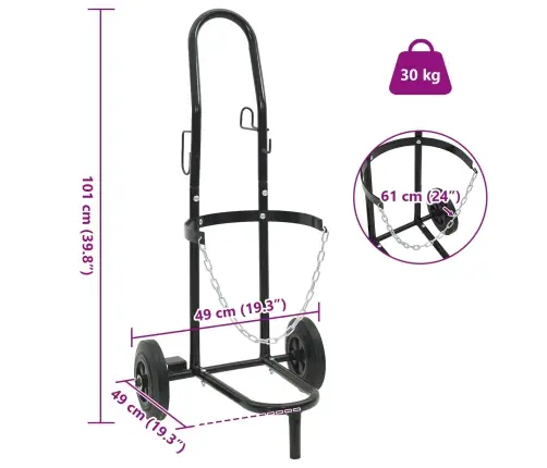 Rankinis Vežimėlis Juoda Ir Raudona 49 X 49 X 101 Cm Plienas