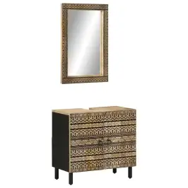 Vonios Kambario Baldų Komplektas, 2 Dalių, Mango Masyvas