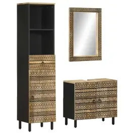 Vonios Kambario Baldų Komplektas, 3 Dalių, Mango Masyvas