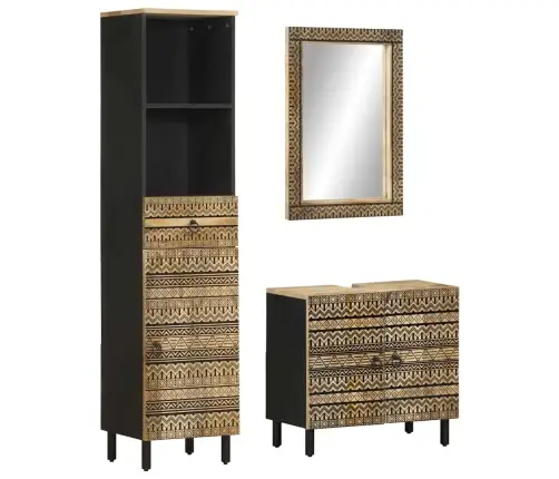 3-Osaline Vannitoamööbli Komplekt, Mangopuit