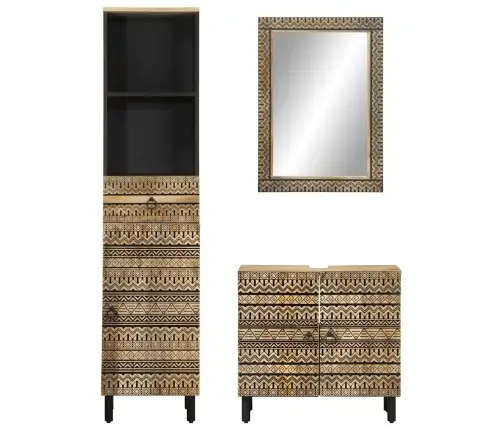 3-Osaline Vannitoamööbli Komplekt, Mangopuit