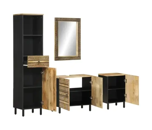 4-Daļīgs Vannasistabas Mēbeļu Komplekts, Mango Masīvkoks Vidaxl