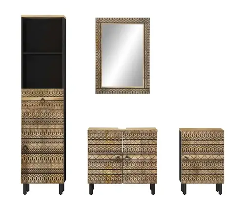 4-Daļīgs Vannasistabas Mēbeļu Komplekts, Mango Masīvkoks Vidaxl