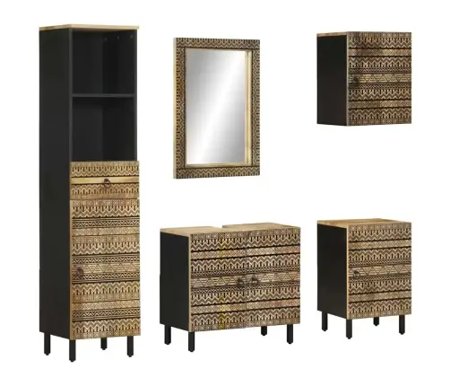 5-Daļīgs Vannasistabas Mēbeļu Komplekts, Mango Masīvkoks Vidaxl