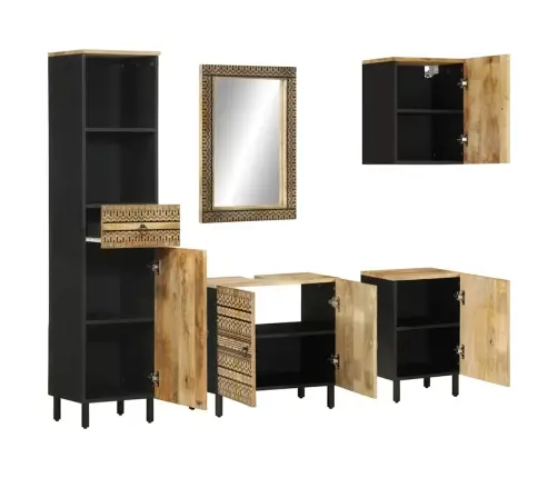 5-Daļīgs Vannasistabas Mēbeļu Komplekts, Mango Masīvkoks Vidaxl