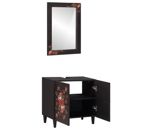 Vonios Spintos Komplektas Su Saugykla 2 Pcs Kietas Mango Medis