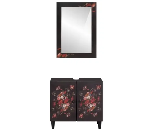 Vonios Spintos Komplektas Su Saugykla 2 Pcs Kietas Mango Medis