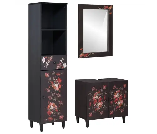 Vannitoa Kapikomplekt Sahtliga Uksega 3 Pcs Tugev Mango Puu