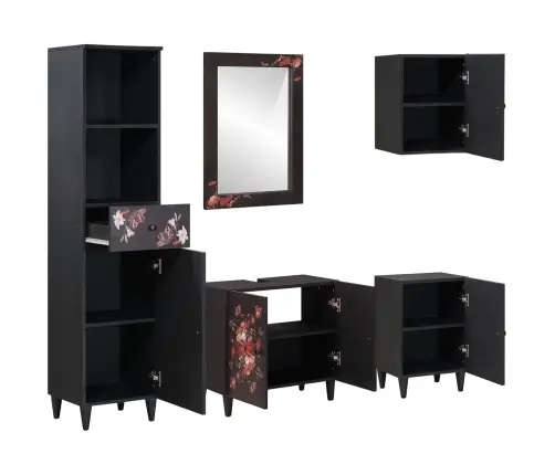 Vannas Istabas Skapju Komplekts 5 Pcs Cieta Mango Koksne Vidaxl