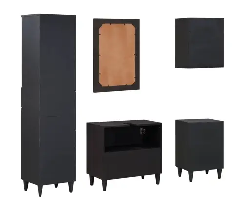 Vannas Istabas Skapju Komplekts 5 Pcs Cieta Mango Koksne Vidaxl