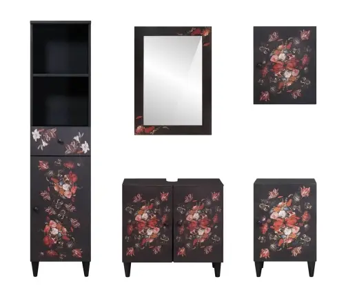 Vannas Istabas Skapju Komplekts 5 Pcs Cieta Mango Koksne Vidaxl