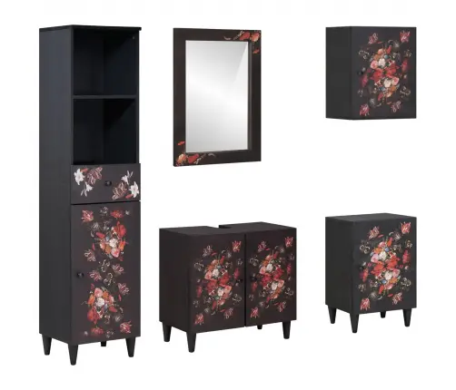 Vannas Istabas Skapju Komplekts 5 Pcs Cieta Mango Koksne Vidaxl