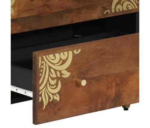 Sideboard 2 Gab Medus Brūns 60X33.5X75 Cm Ciets Raupja Koka Mango Vidaxl