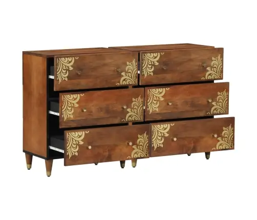 Sideboard 2 Gab Medus Brūns 60X33.5X75 Cm Ciets Raupja Koka Mango Vidaxl