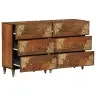 Sideboard 2 Gab Medus Brūns 60X33.5X75 Cm Ciets Raupja Koka Mango Vidaxl
