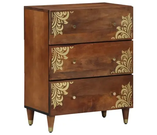 Sideboard 2 Gab Medus Brūns 60X33.5X75 Cm Ciets Raupja Koka Mango Vidaxl