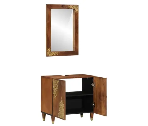 2 Daļu Vannas Istabas Mēbeļu Komplekts No Cieta Mango Koka Vidaxl