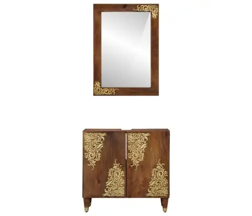 2 Daļu Vannas Istabas Mēbeļu Komplekts No Cieta Mango Koka Vidaxl