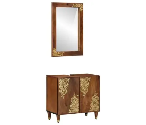 2 Daļu Vannas Istabas Mēbeļu Komplekts No Cieta Mango Koka Vidaxl