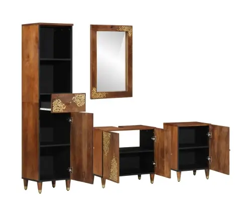 Vannitoa Kapikomplekt Sahtliga 4 Pcs Meepruun Tugev Mango Puu