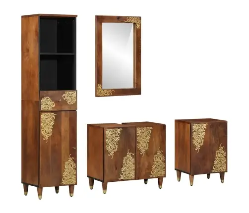 Vonios Baldų Rinkinys 4 Pcs Honey Brown 62 X 33 X 58 Cm Vonios Baldų Rinkinys 4 Pcs Honey Brown 62 X 33 X 58 Cm