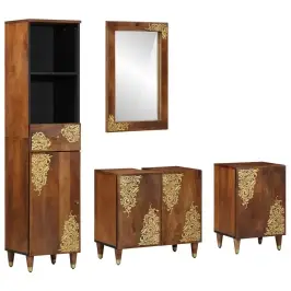 Vannitoa Kapikomplekt Sahtliga 4 Pcs Meepruun Tugev Mango Puu