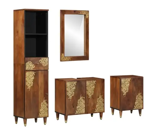 Vannitoa Kapikomplekt Sahtliga 4 Pcs Meepruun Tugev Mango Puu