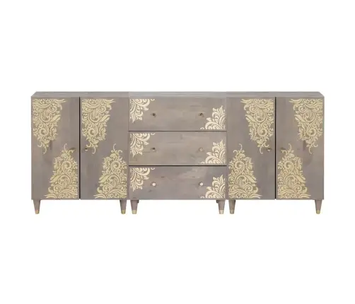 Vonios Spintos Komplektas Su Stalčių 3 Pcs Pilkas Ir Auksinis